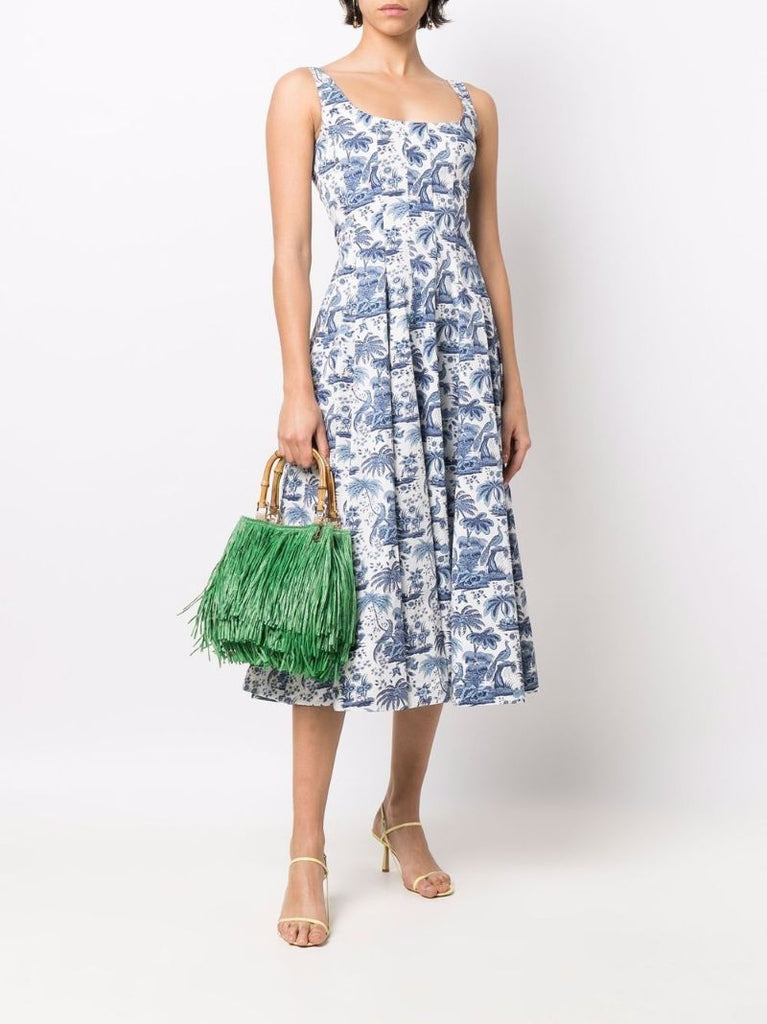 Blue Wells Botanical Print Midi Dress