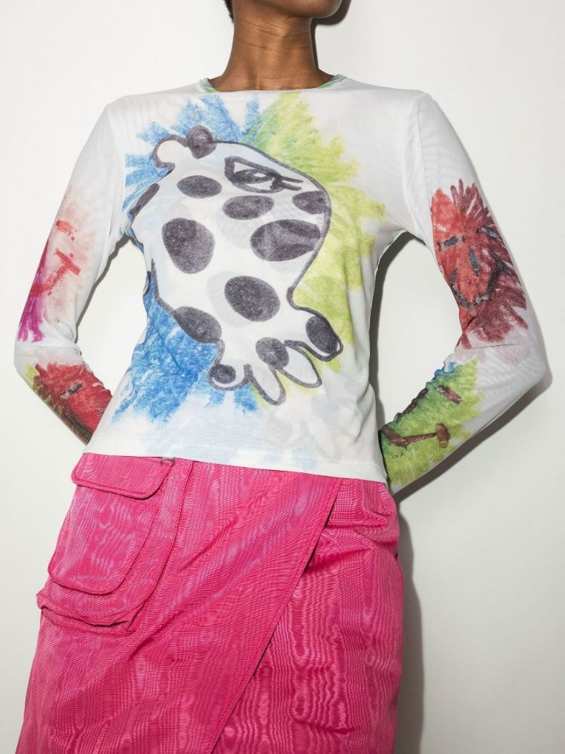 Powermesh Graphic Print Jersey Top