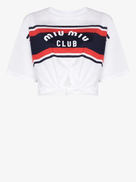 Logo Stripe Knotted T-shirt