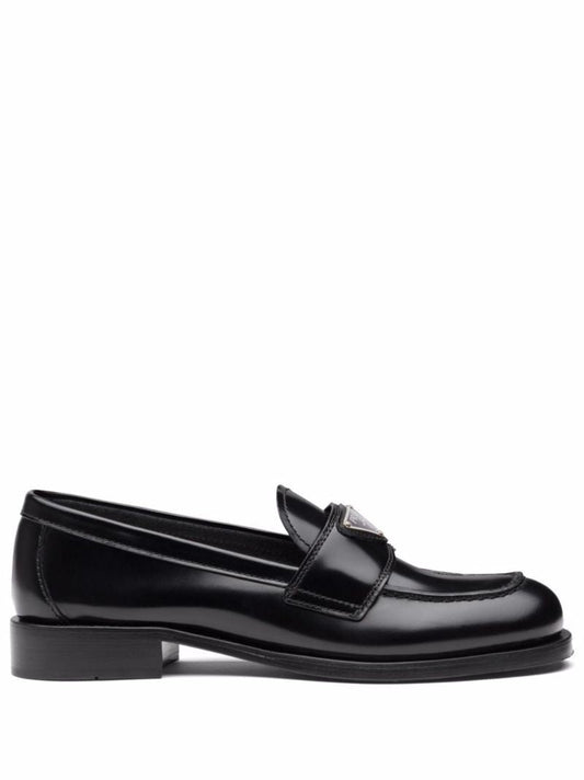 Black Unlined Brushed Leather Loafers