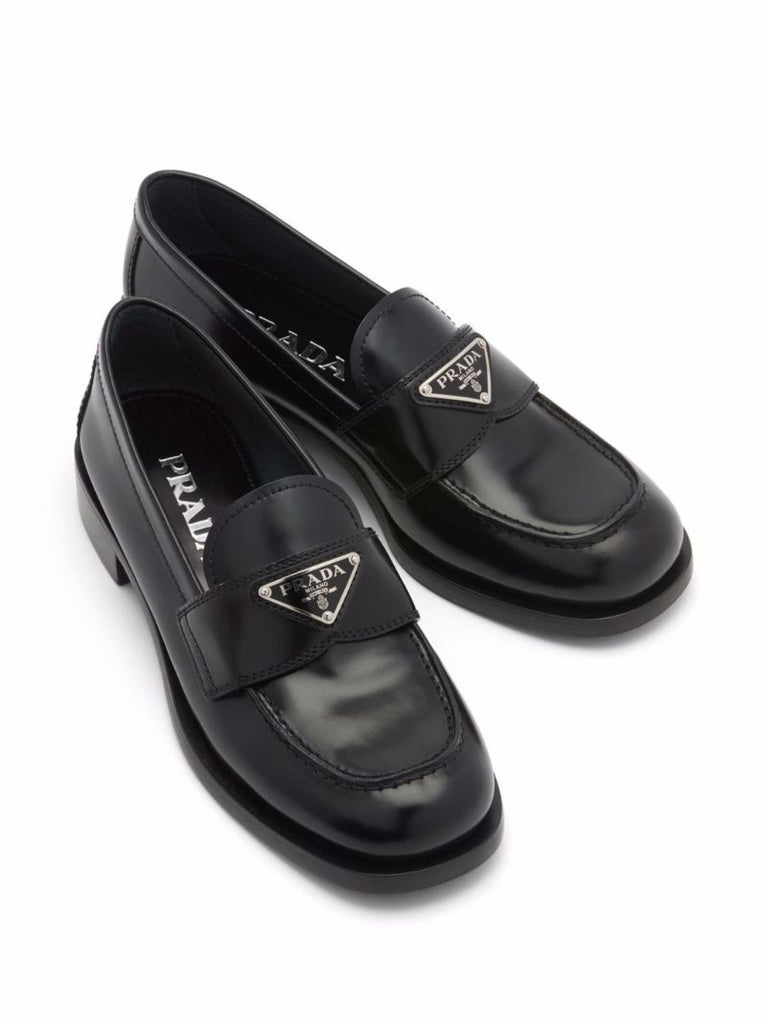 Black Unlined Brushed Leather Loafers