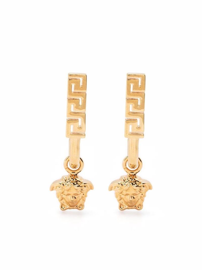 Gold-tone La Greca Medusa Drop Earrings