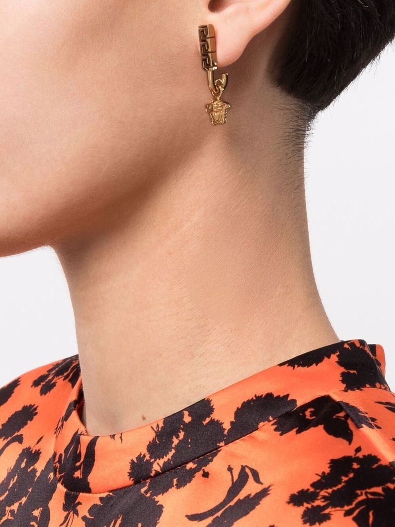 Gold-tone La Greca Medusa Drop Earrings