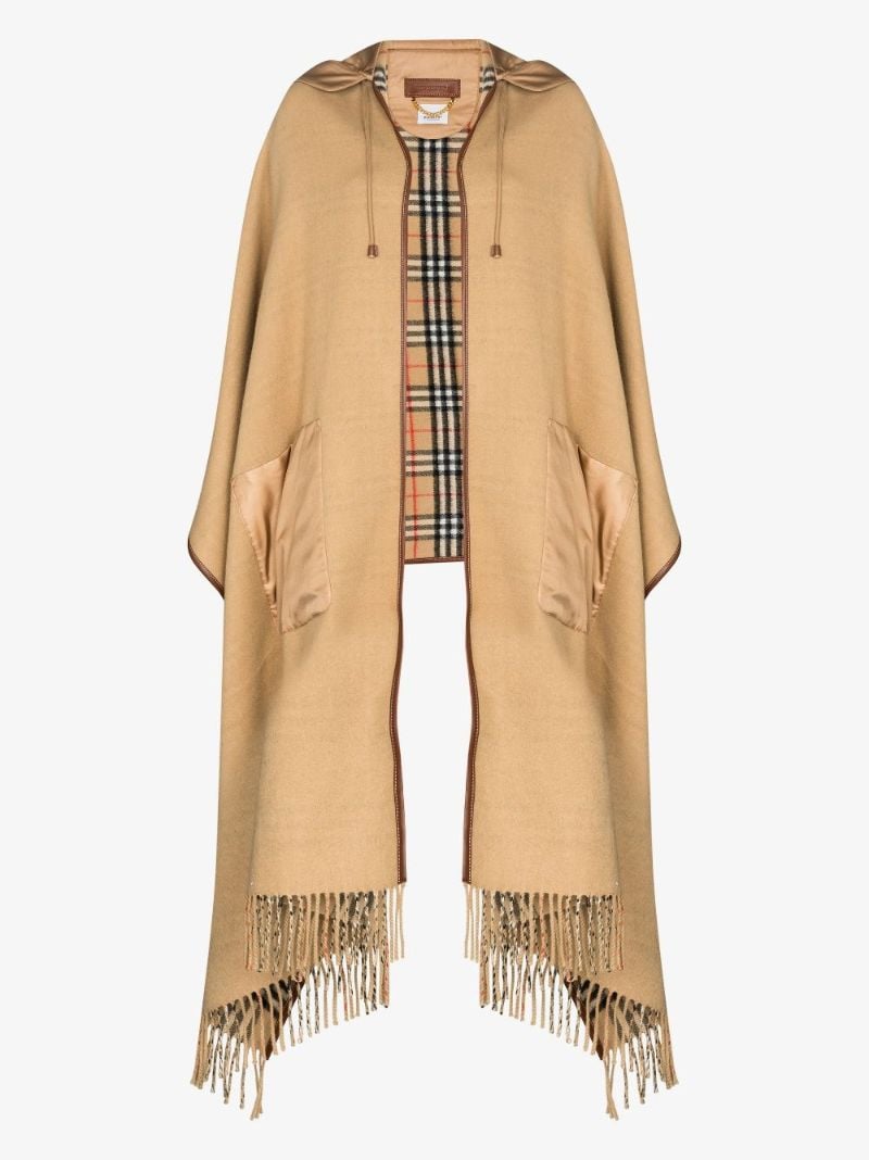 Neutral Contrast Panel Hooded Cape