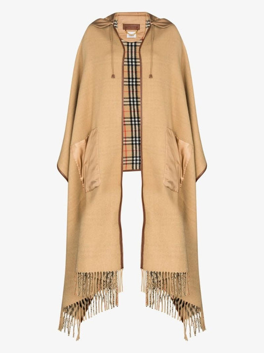 Neutral Contrast Panel Hooded Cape
