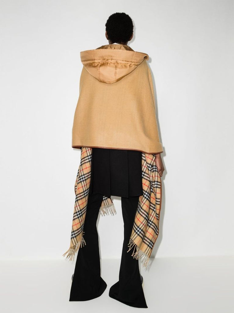 Neutral Contrast Panel Hooded Cape