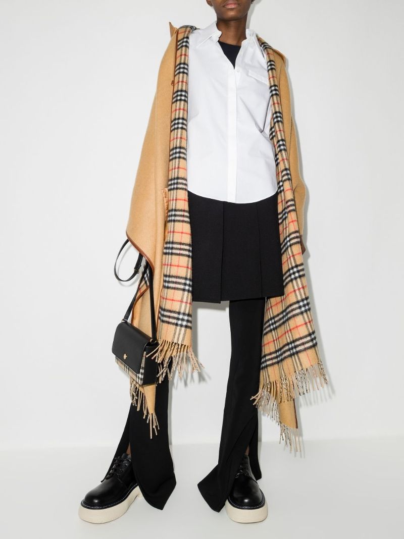 Neutral Contrast Panel Hooded Cape