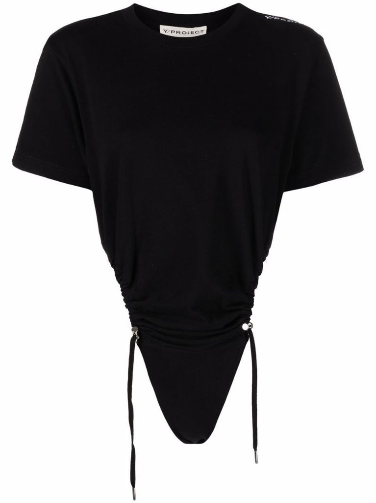 Black Logo Print Cotton Bodysuit