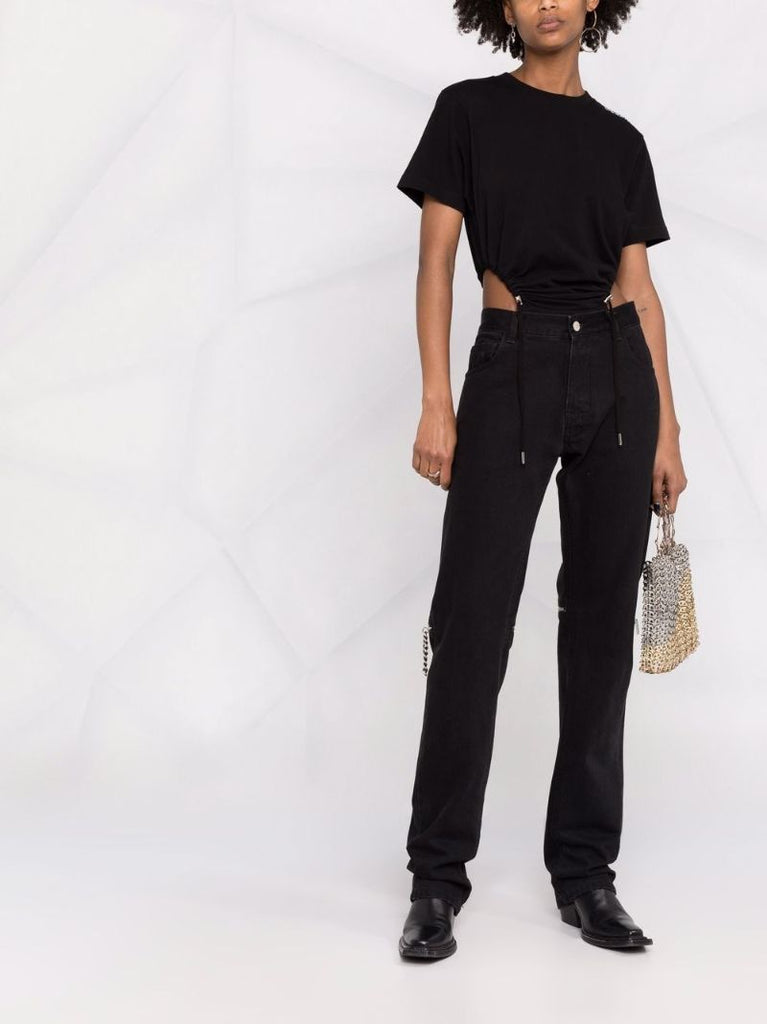 Black Logo Print Cotton Bodysuit