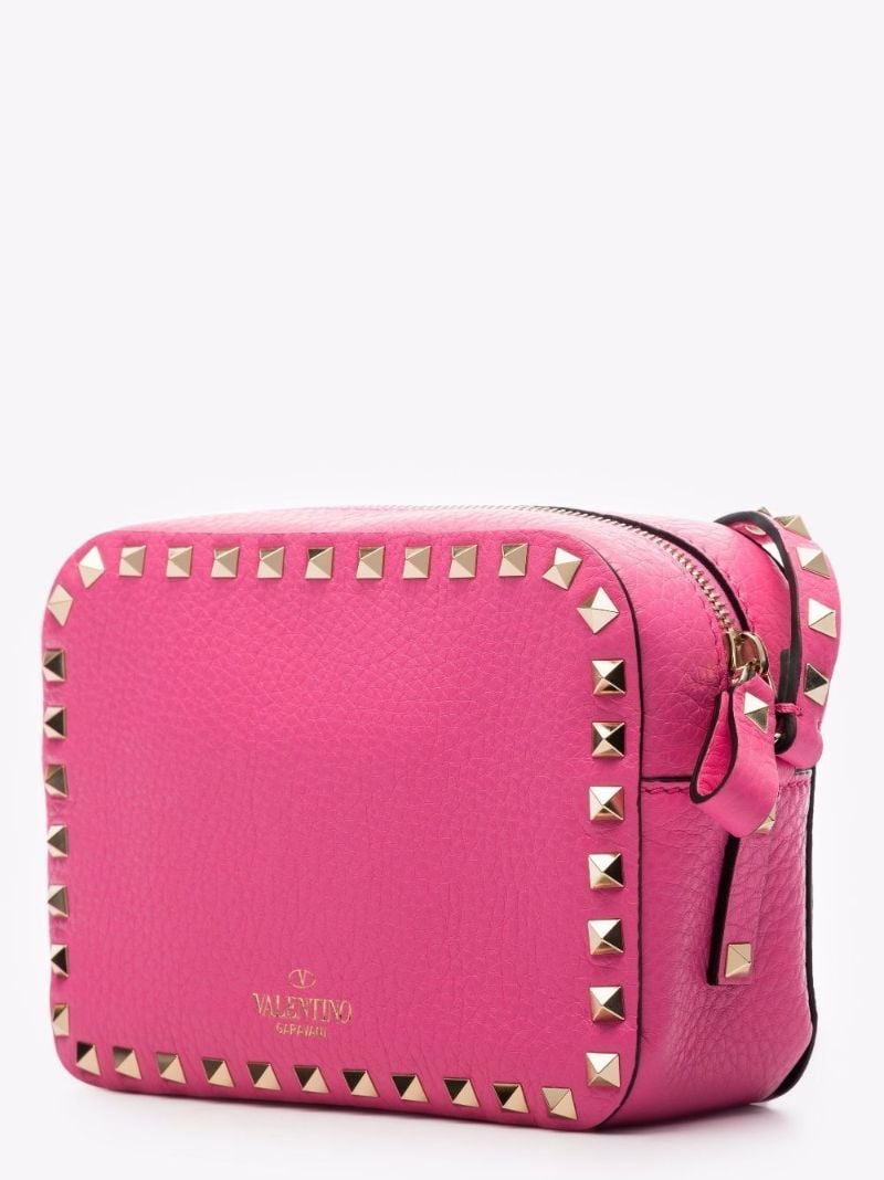 Pink Rockstud Leather Camera Bag