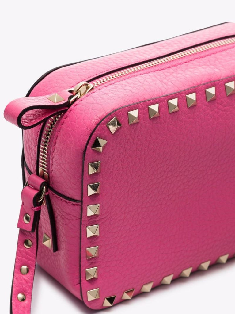 Pink Rockstud Leather Camera Bag