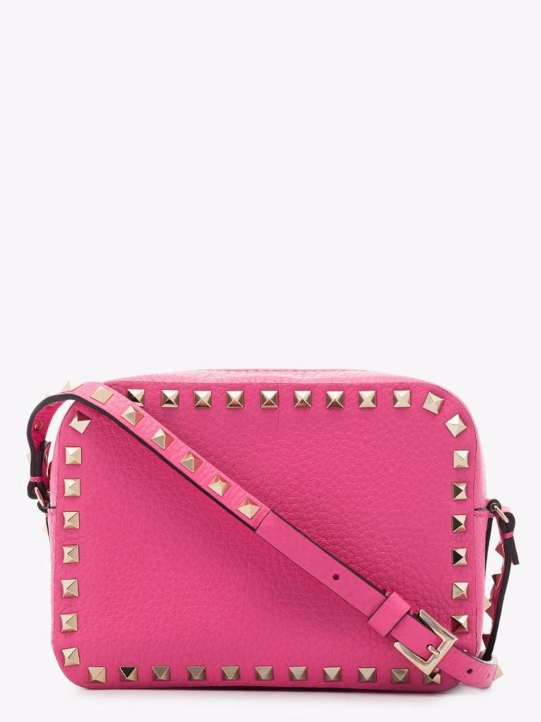 Pink Rockstud Leather Camera Bag