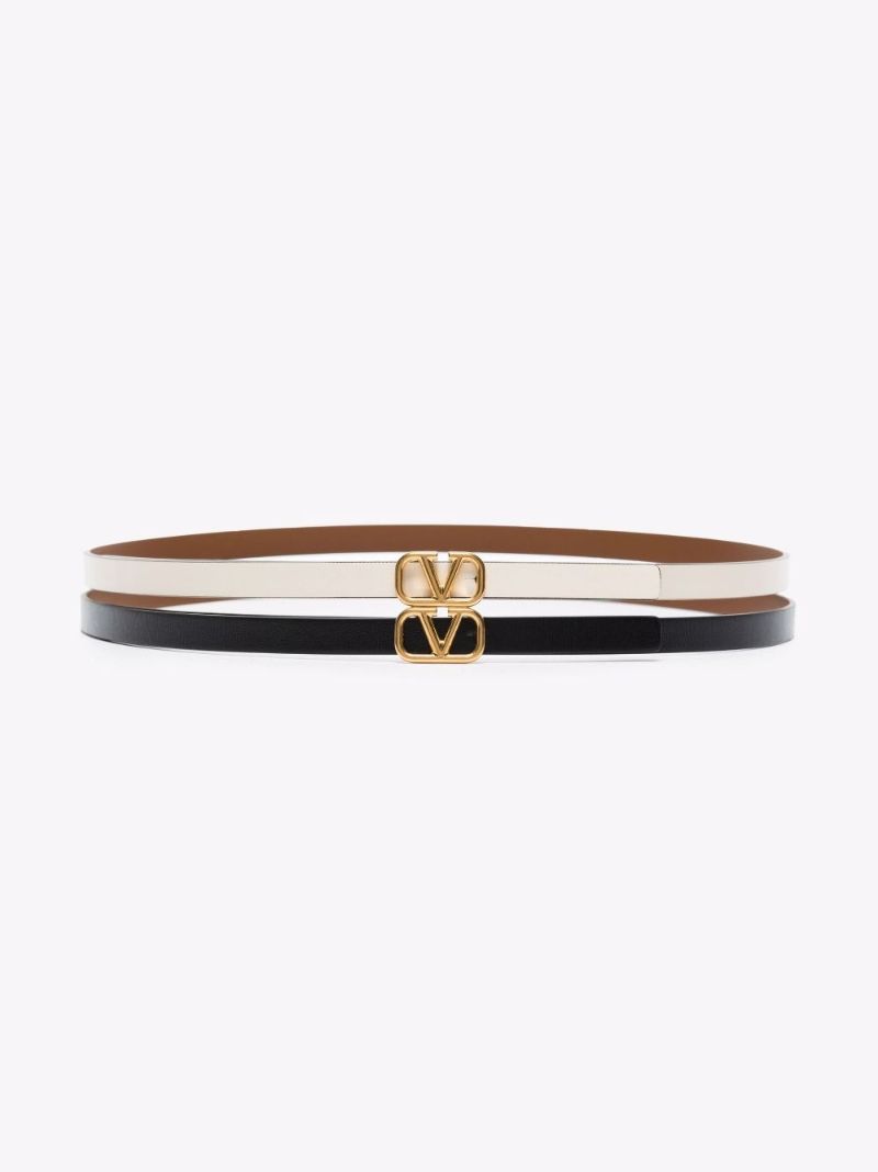 Black and White Vlogo Double Leather Belt