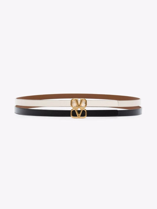 Black and White Vlogo Double Leather Belt