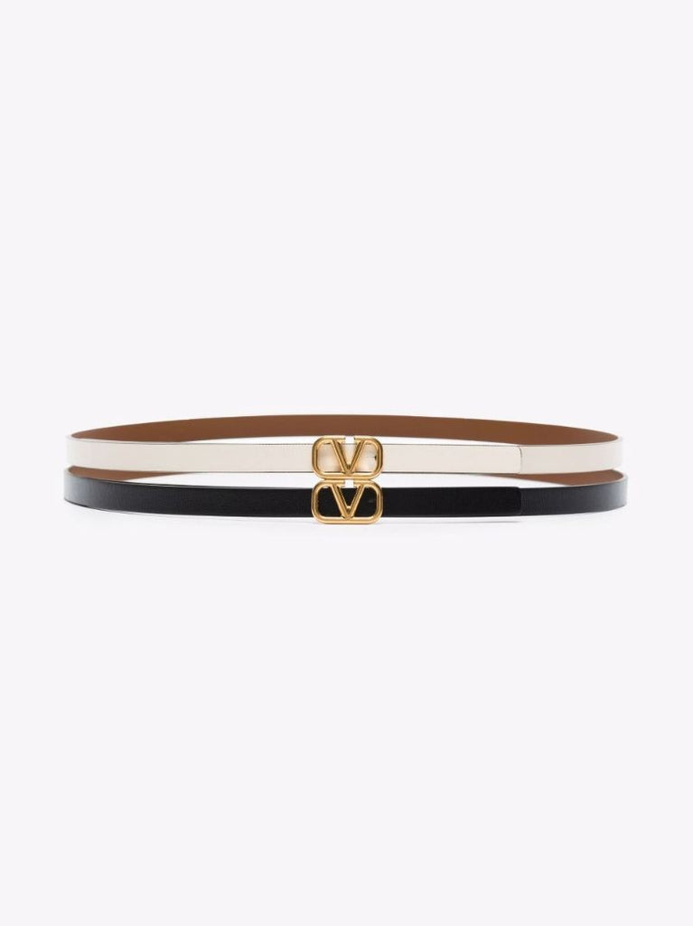 Black and White Vlogo Double Leather Belt