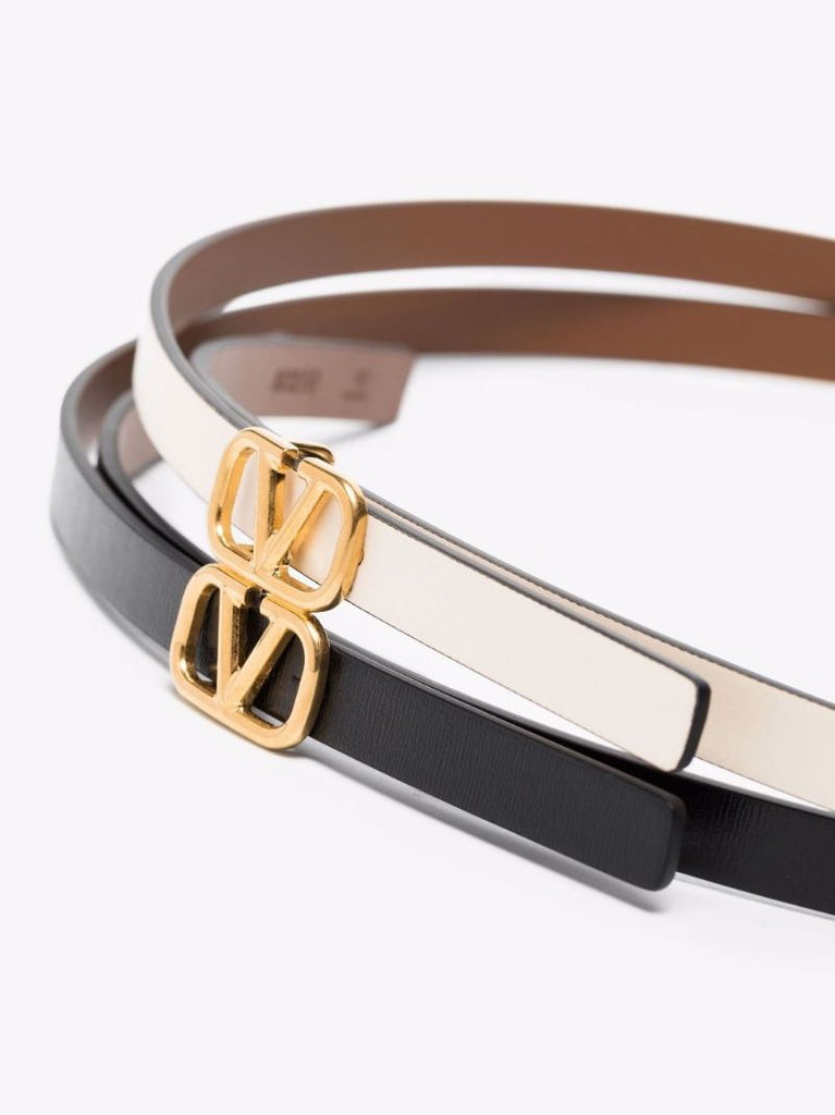 Black and White Vlogo Double Leather Belt