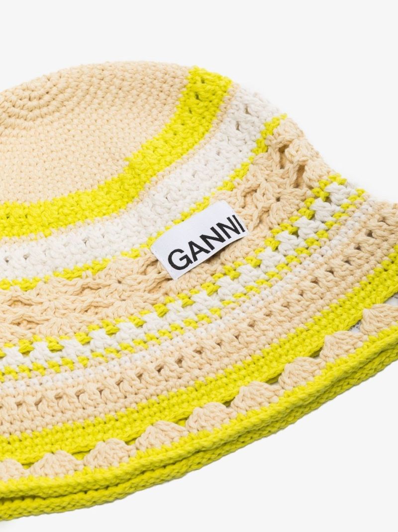 Neutral Striped Crochet Bucket Hat