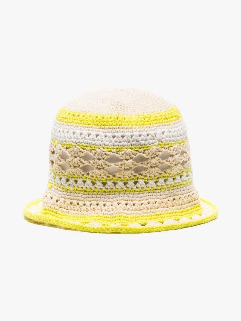 Neutral Striped Crochet Bucket Hat