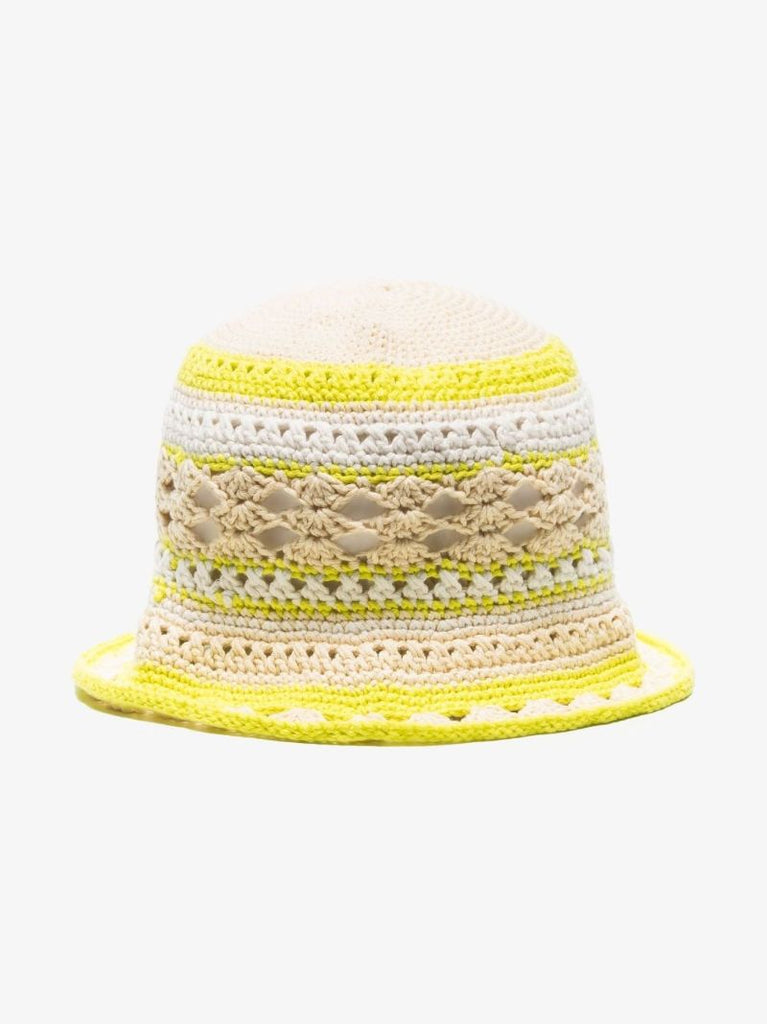 Neutral Striped Crochet Bucket Hat