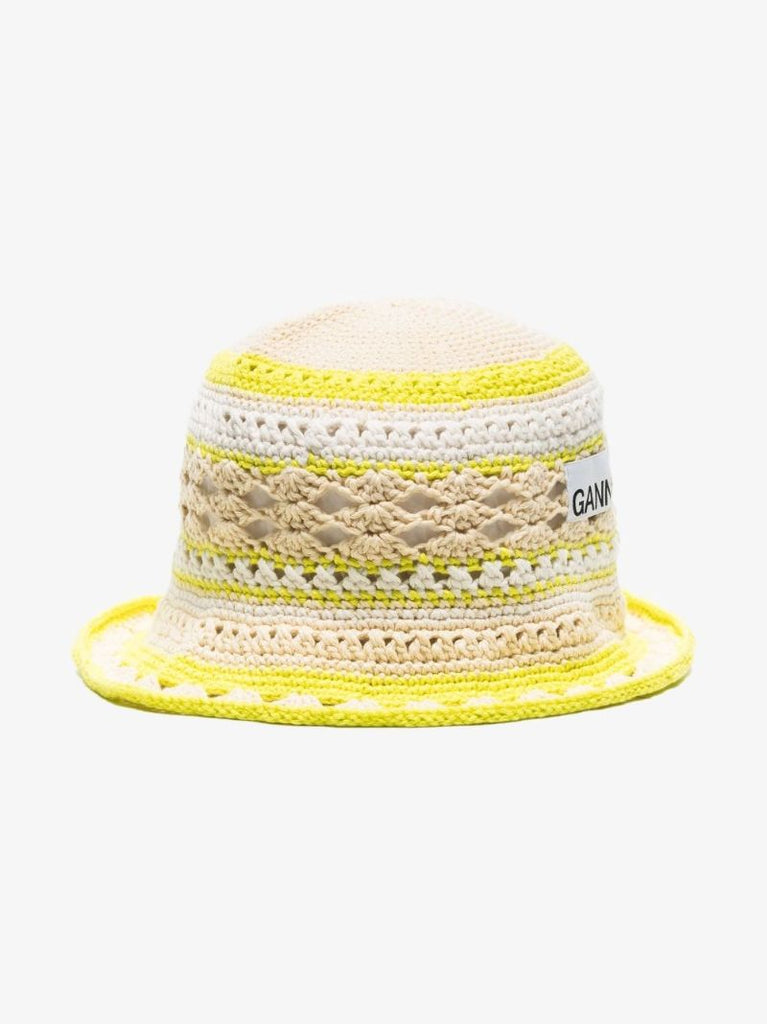 Neutral Striped Crochet Bucket Hat