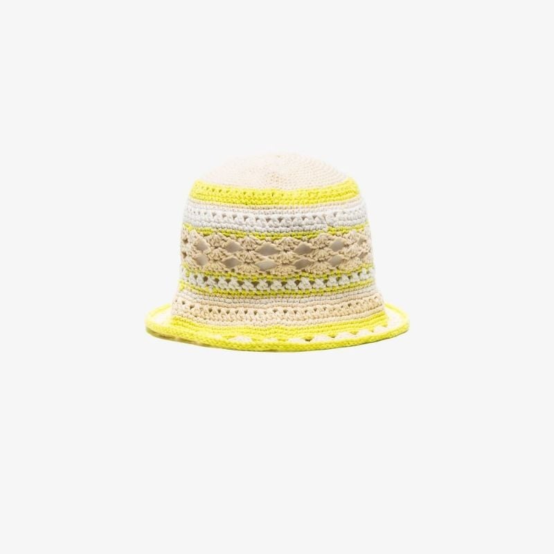 Neutral Striped Crochet Bucket Hat