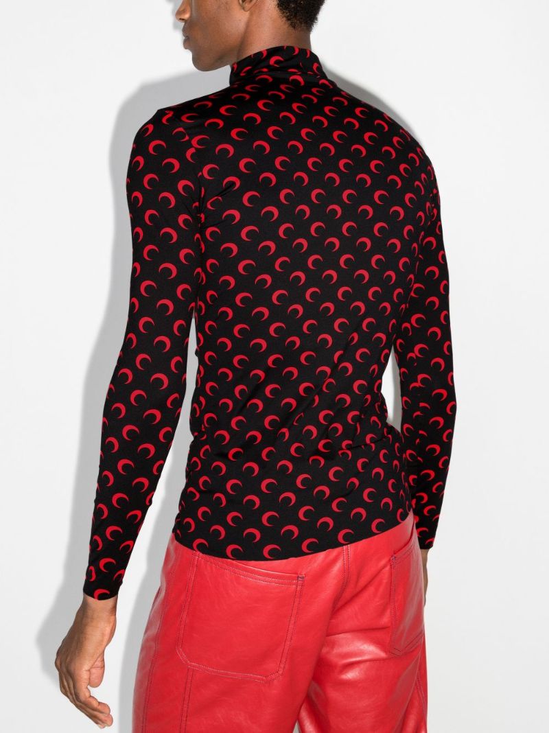 Crescent Moon Print Turtleneck Top
