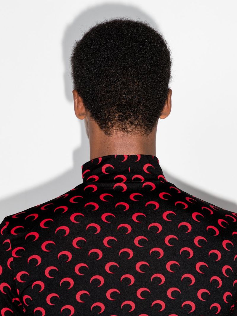 Crescent Moon Print Turtleneck Top