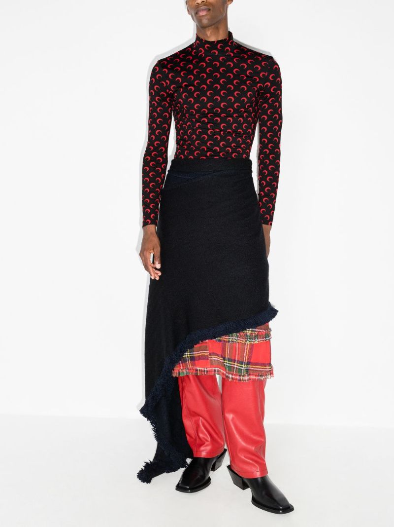 Crescent Moon Print Turtleneck Top