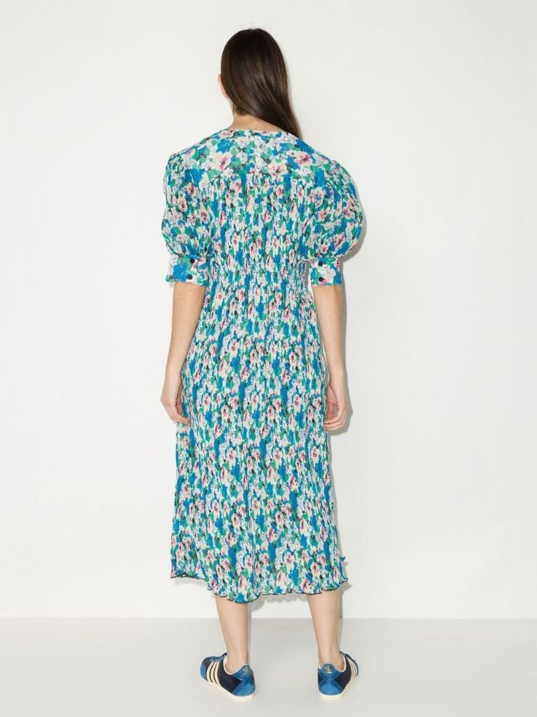 Floral Print PlissÃ_x0083_Â© Midi Dress