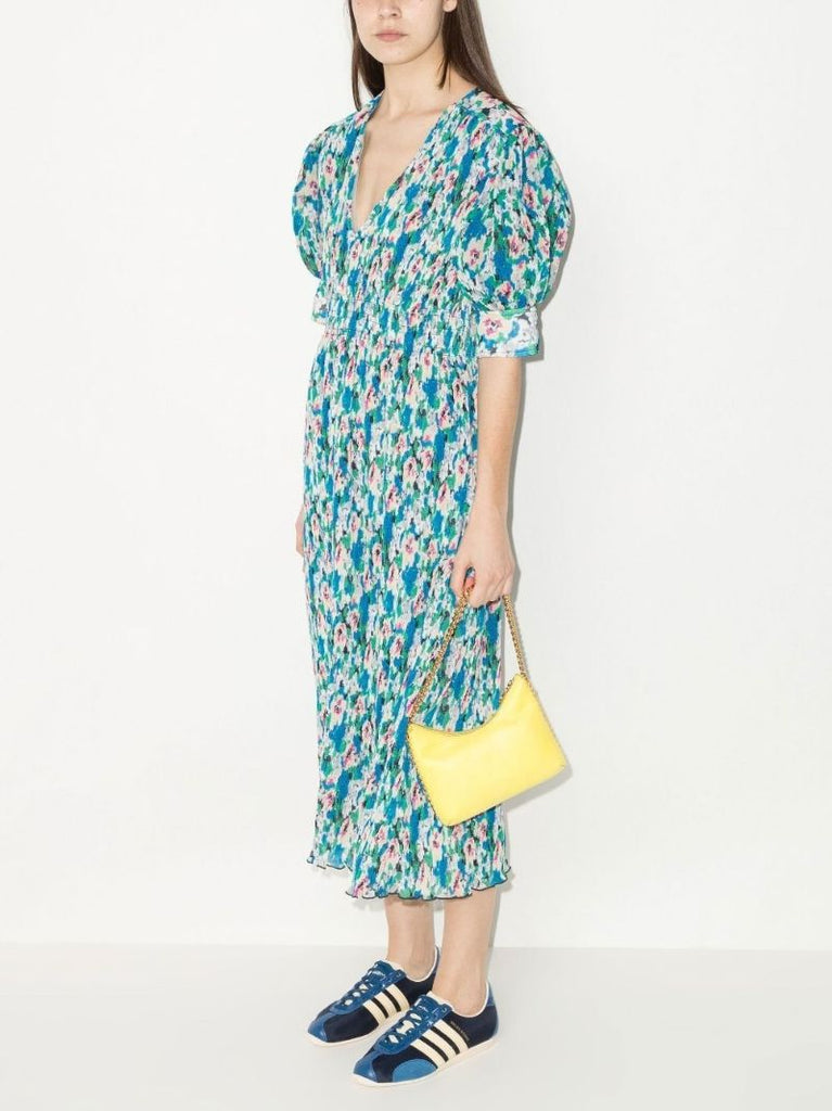 Floral Print PlissÃ_x0083_Â© Midi Dress