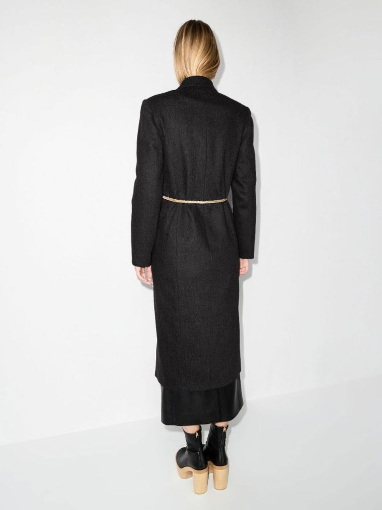 Grey Chain Embroidery Double-breasted Coat