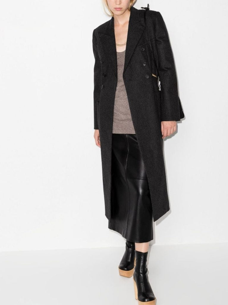 Grey Chain Embroidery Double-breasted Coat