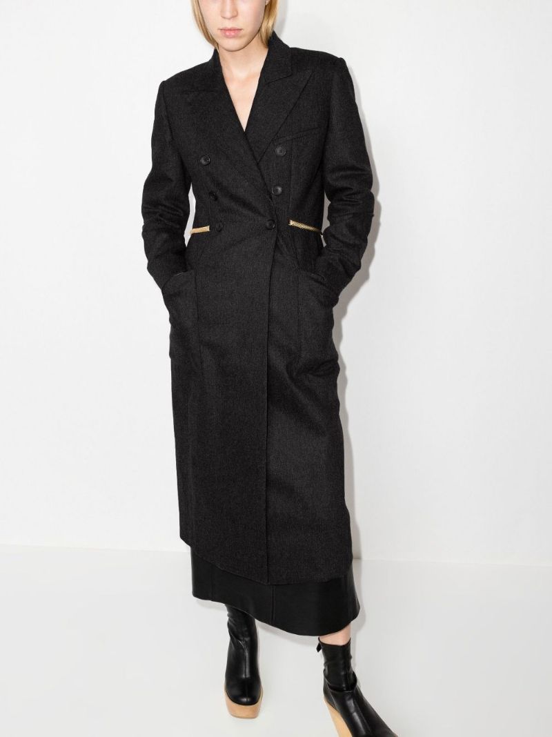 Grey Chain Embroidery Double-breasted Coat
