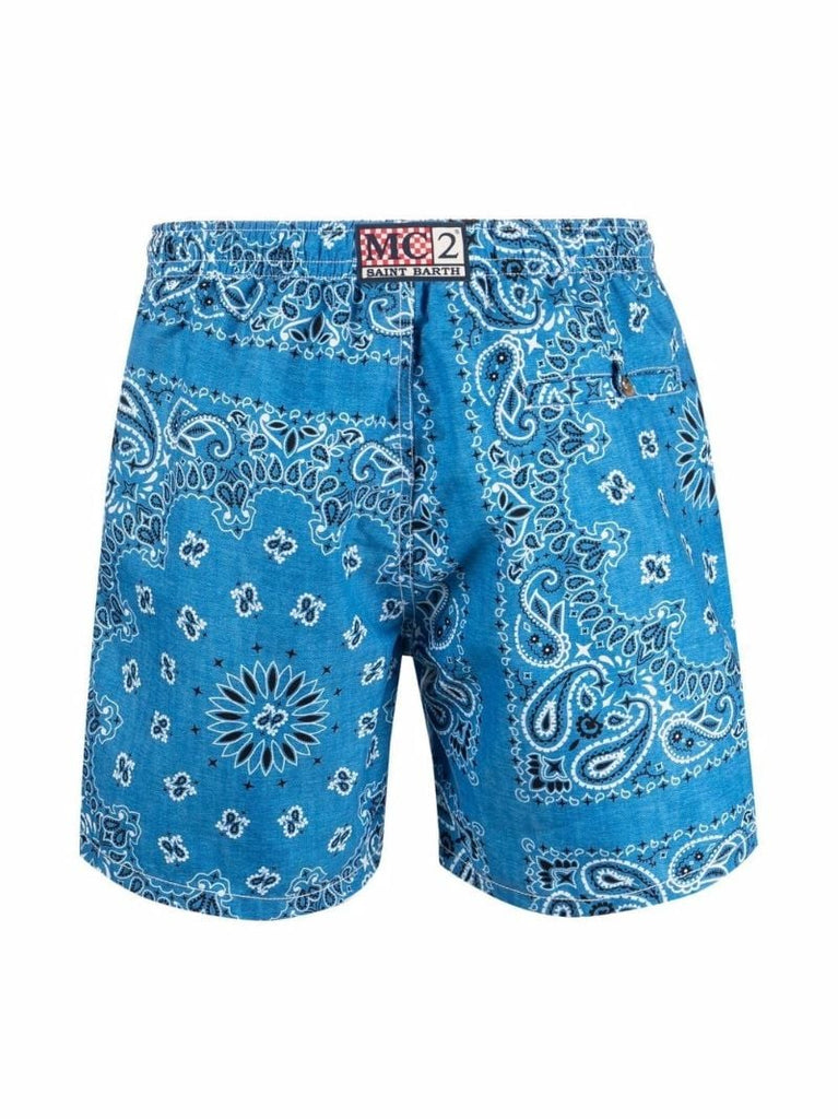 Blue Bandana Print Swim Shorts