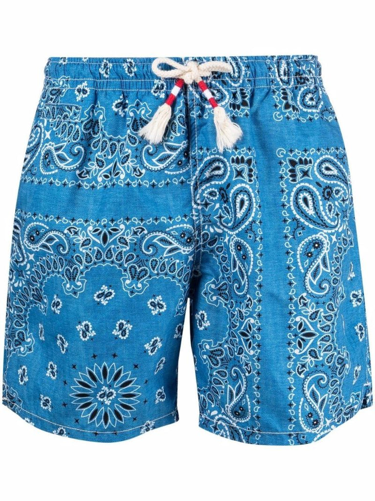 Blue Bandana Print Swim Shorts