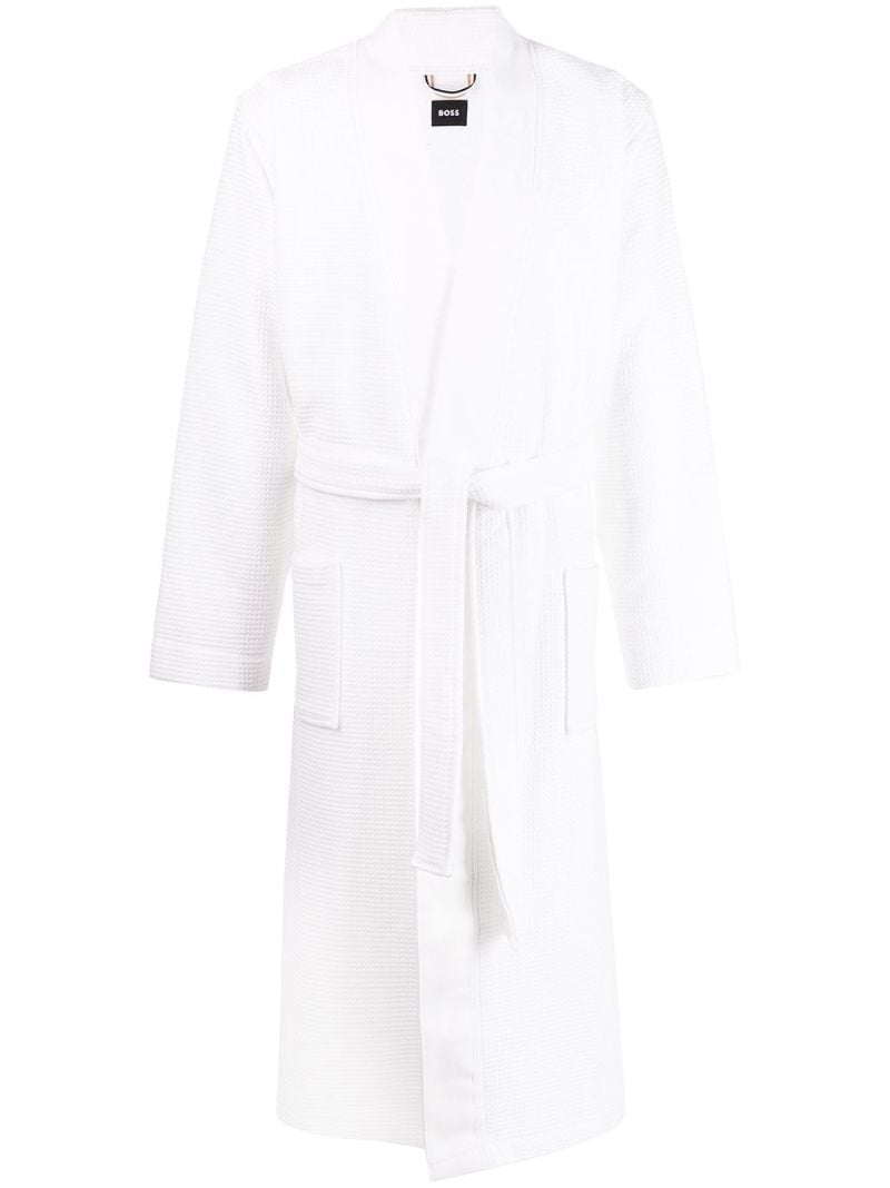 White Logo Waffle Robe