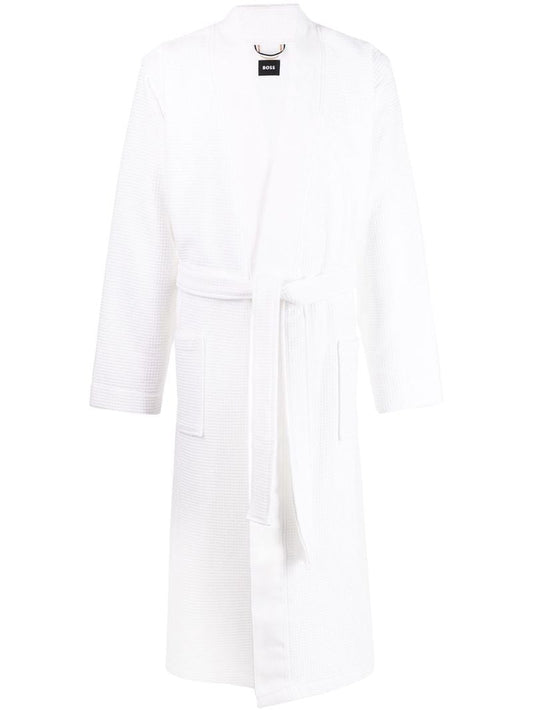 White Logo Waffle Robe