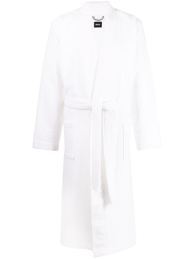 White Logo Waffle Robe