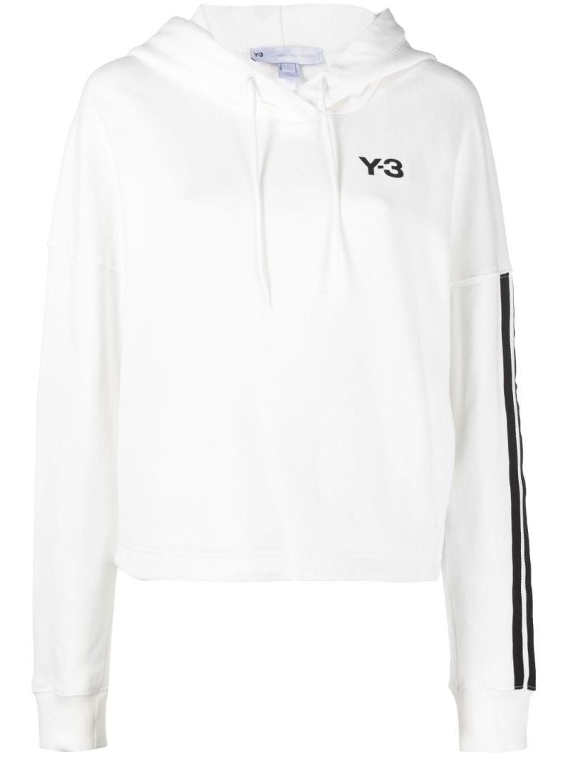 White Ch1 Logo Cotton Hoodie