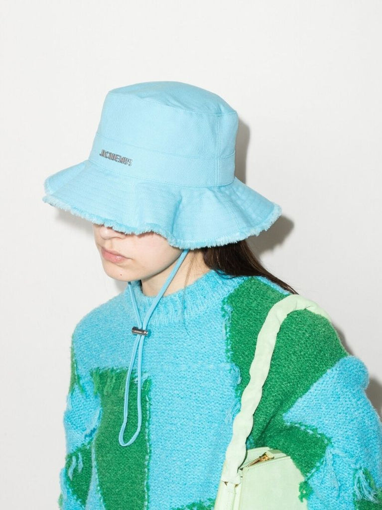 Blue Distressed Wide-brim Hat