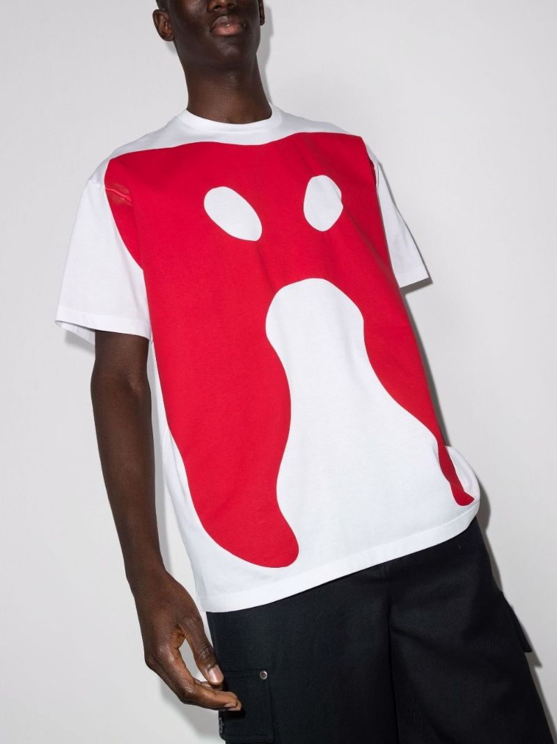White Monster Print Cotton T-shirt