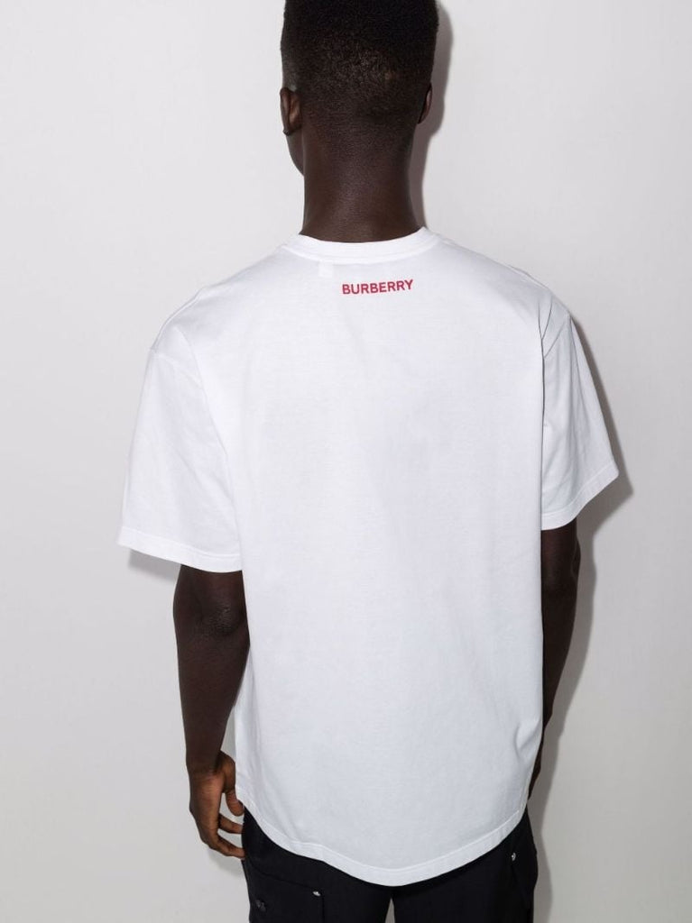 White Monster Print Cotton T-shirt