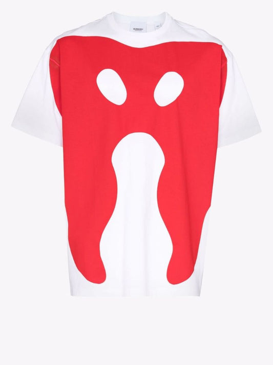 White Monster Print Cotton T-shirt