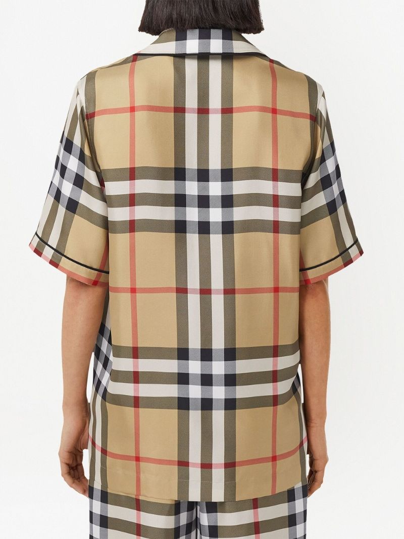 Neutral Vintage Check Silk Pyjama Shirt