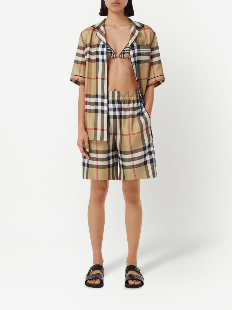 Neutral Vintage Check Silk Pyjama Shirt