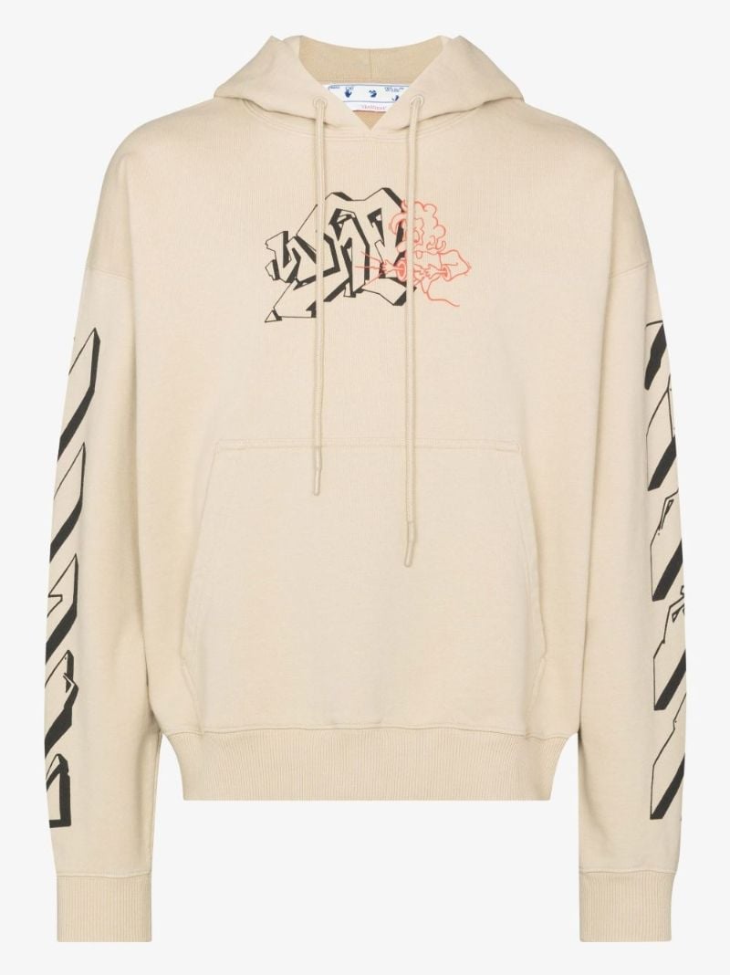 Neutral Graffiti Outline Skate Cotton Hoodie