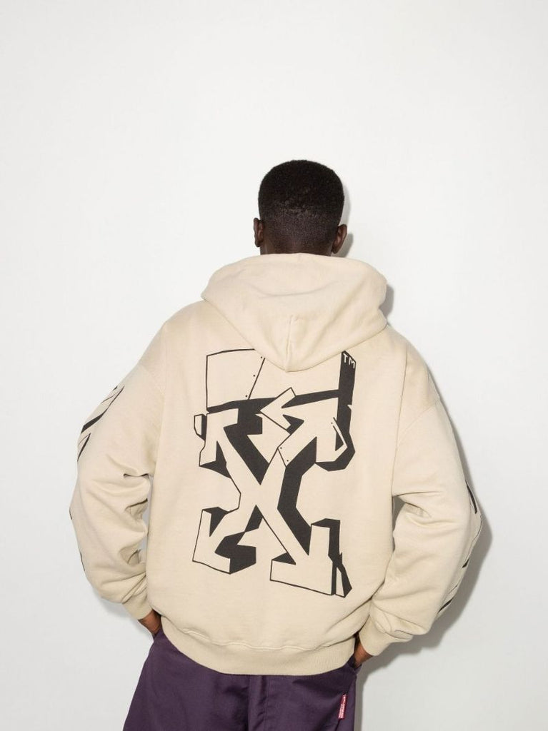 Neutral Graffiti Outline Skate Cotton Hoodie
