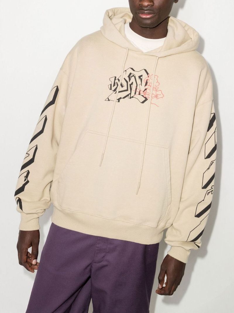 Neutral Graffiti Outline Skate Cotton Hoodie