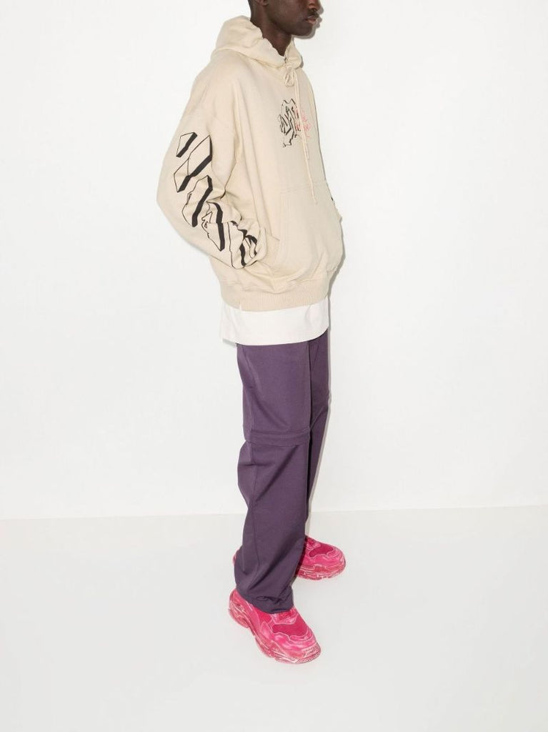 Neutral Graffiti Outline Skate Cotton Hoodie