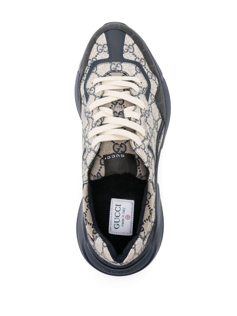 Beige Rhyton Gg Supreme Canvas Sneakers